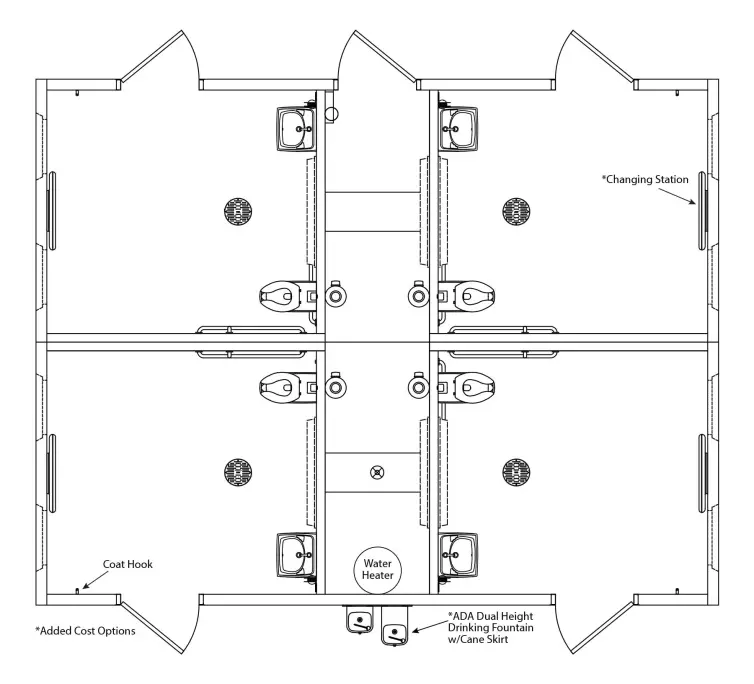 Arapahoe concrete flush restroom floorplan.