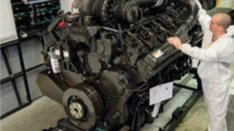 Engine on a conveyor line.