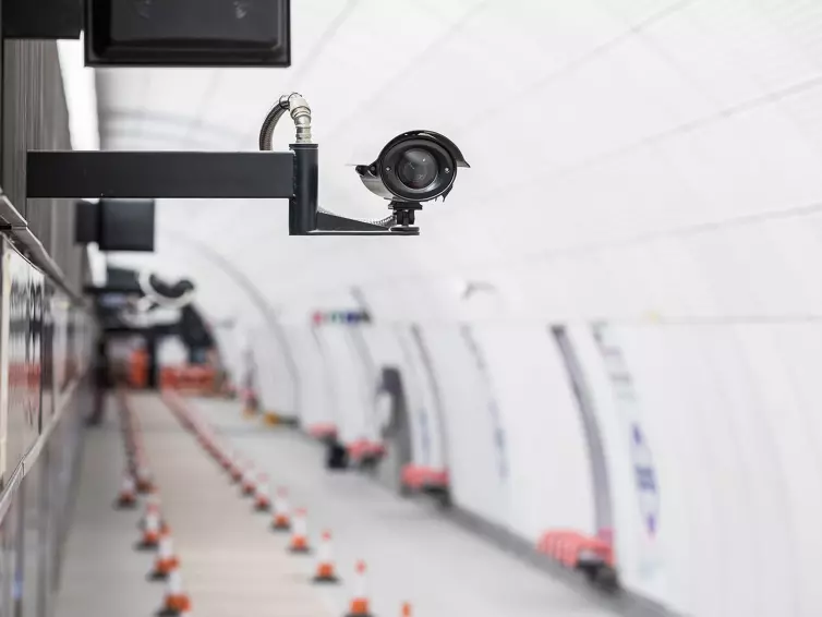 CCTV camera in station walkway.
