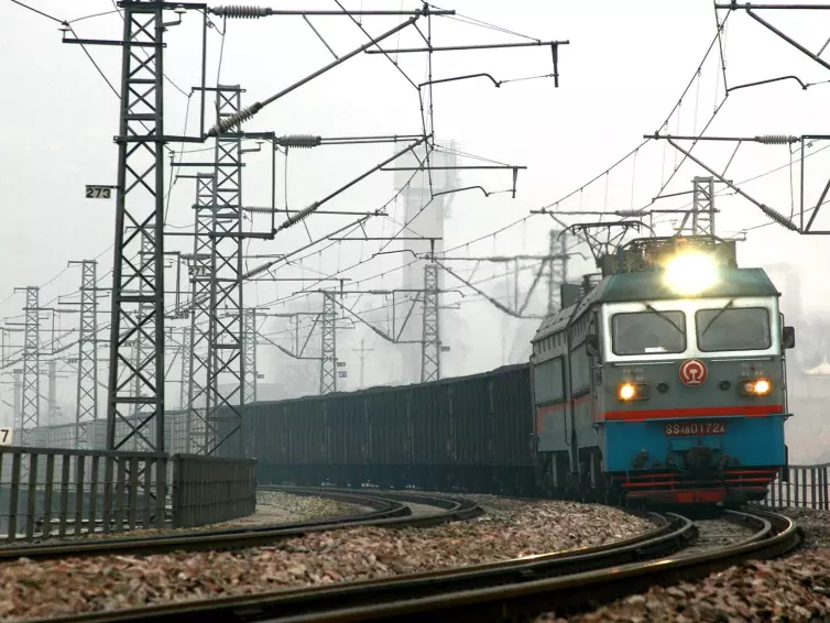 Freight train on railway track.