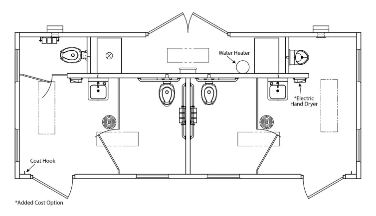 Dakota concrete flush restroom floorplan.