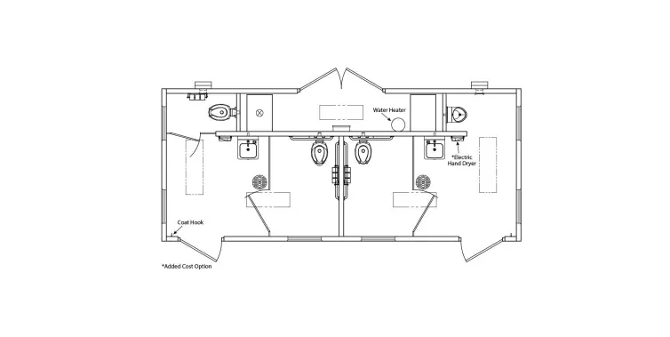 Dakota flush restroom floorplan.