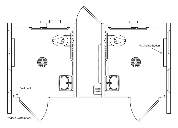 Denali concrete flush restroom floorplan.