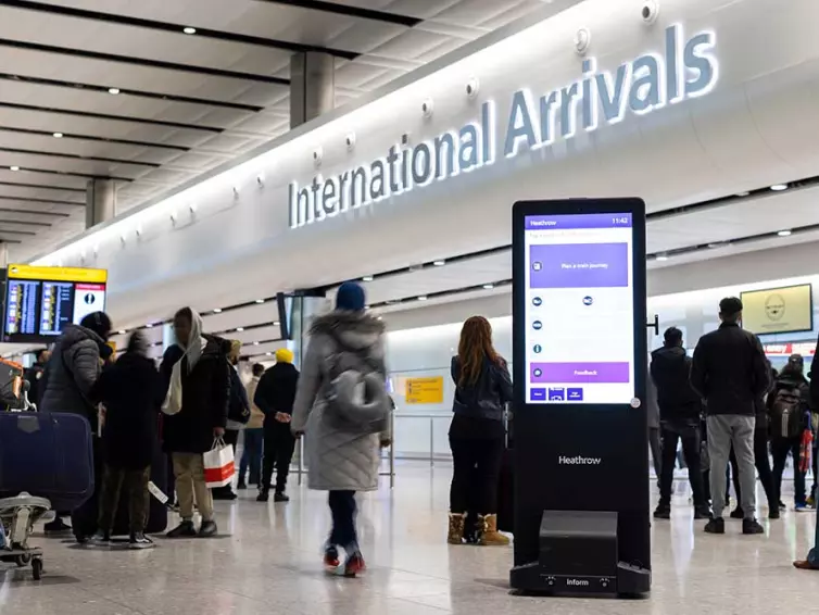 inform digital wireless totem at heathrow airport, international arrivals.