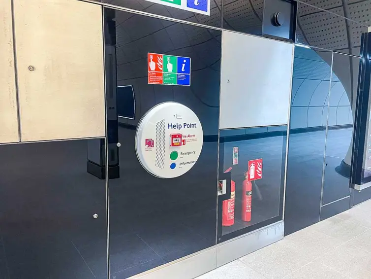help point, fire and information point at london underground station.