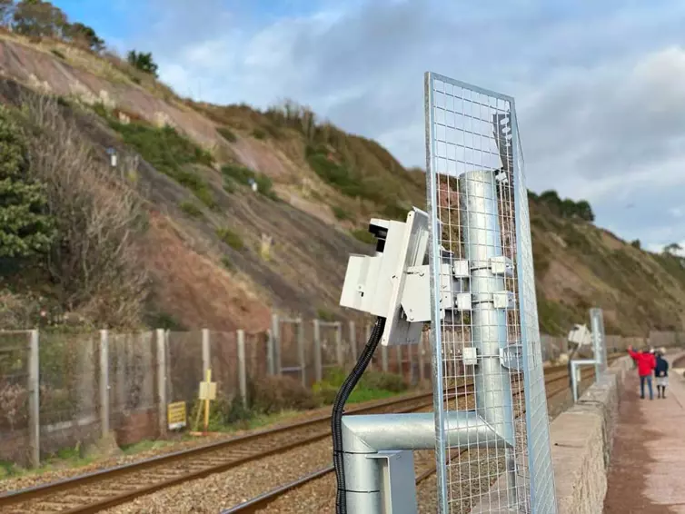 lidar system monitoring the embankment for earthwork movements that could affect passing trains.