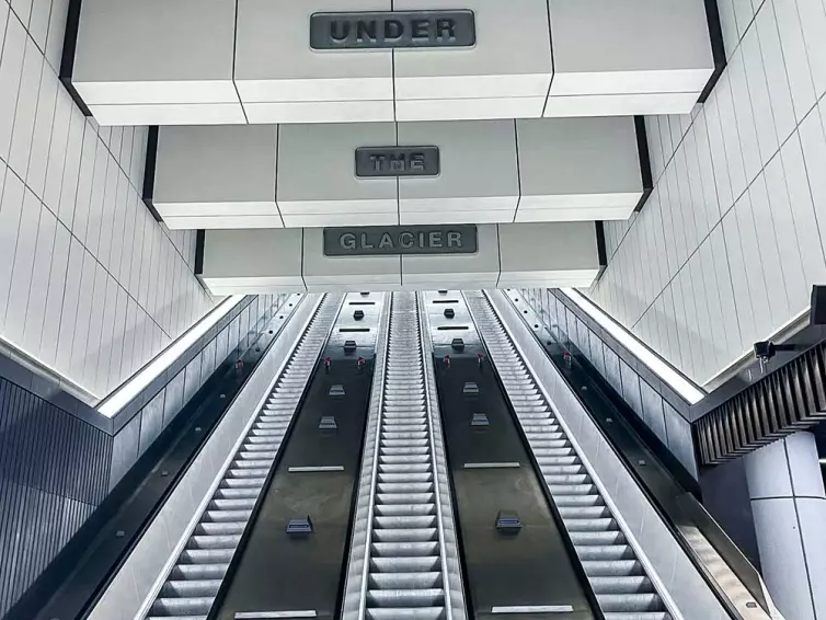 Escalators at a London underground station.
