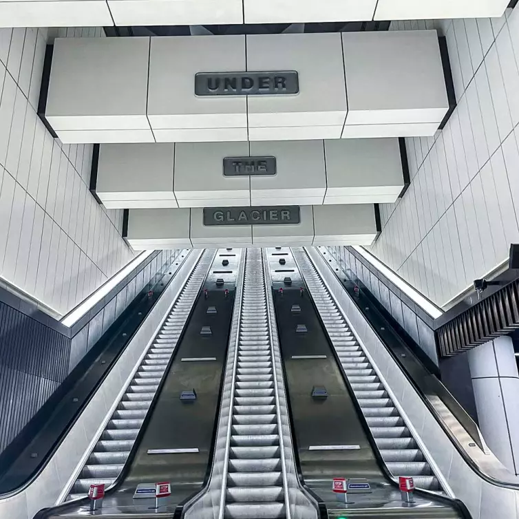 Escalators at a London underground station.