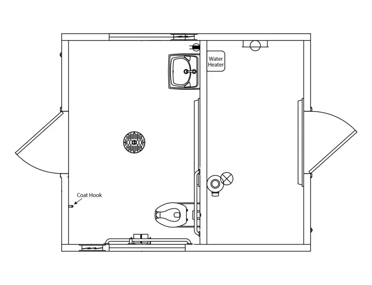 Ozark I flush restroom floorplan.