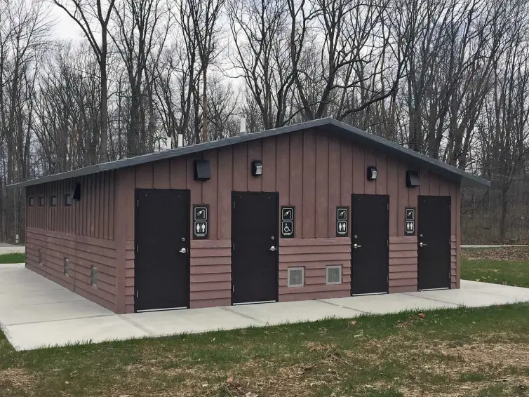 CXT Cheyenne multiuser restrooms with four shower rooms.