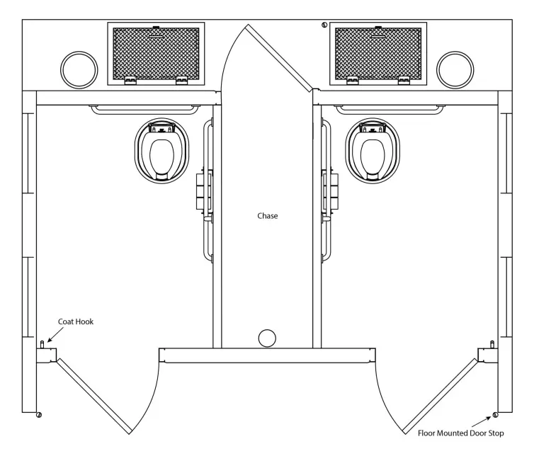 Tioga Special concrete vault restroom floorplan.