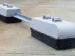 two block rail ties shown on concrete before application