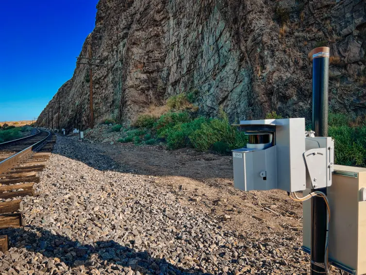 rockfall LiDAR close-up on a railroad track.